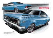 HOLDEN HG MONARO MONZA BLUE A3 FRAMED PRINT (HC64)
