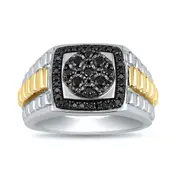 Rolex Look Men's Ring with 1/2ct of Diamonds in Sterling Silver