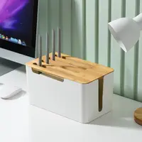 在飛比找momo購物網優惠-【Mega】日式木蓋雙層路由器收納盒 電線收納(wifi 線