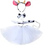 [Marrywindix] White Cow Costume Tutu Set Animal Fancy Dress Costume Kit Accessories for Kid