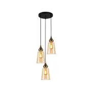 CLA Lighting JEREZ1 Interior Bronze Amber Glass Flat Top Ellipse Pendant Light- 3 lits Round