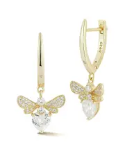 Glaze Jewelry 14K Plated Silver CZ Bee Charm Earrings
