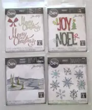 Sizzix Tim Holtz Thinlits Christmas Snowflakes Tree Scene Sentiments Die LOT