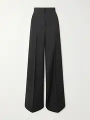 [Max Mara] Max Mara - Fernet Embroidered Wool-canvas Wide-leg Pants - Black - UK 16 UK 16 Black