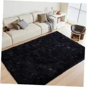 Black Rugs for Living Room Fluffy 4x6 ft Bedroom Rug Non-Slip Area Rugs Shag