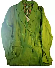Sundance Oaklee Blazer Linen Sz S (4-6) Womens Double Breasted Fitted Green Tea
