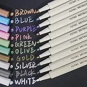 PuTwo Set of 10 Marker pens Coloured Pencils DIY for Photo Scrapbook Album use, Multicolor, 10 Count