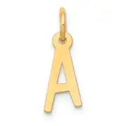 14k Small Slanted Block Letter A Initial Charm Bracelet Necklace