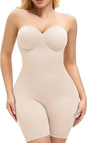 [Slimers] Strapless Shapewear Bodysuit For Woman: Seamless Body Shaper Built In Bar - Tummy Control Butt Lifter Shapewear