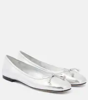 [Jimmy Choo] Jimmy Choo Elme metallic leather ballet flats AU 8.5 silver