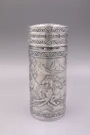 Pure Silver Cup 999 Silver Water Bottle Cup Thermos Cup Men's Pure Tea Cup /70g