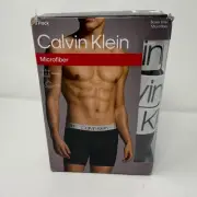 New 3 Calvin Klein Mens Large Microfiber Boxer Briefs Black Gray Soft Underwear