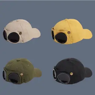 [台灣快發]韓國飛行帽 飛行帽子 鴨舌帽 黑帽白帽 眼鏡鴨舌帽 個性棒球帽 學生情侶帽 遮陽帽 造型飛行帽
