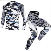 [Abigprofit] Mens Thermal Thermal Underwear Shirt Pants Compression Sportswear Jogging Suit 1 XXL