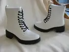 She&In She & In Vegan Leather White & Black Platform Lace up Combat Boot Sz 7