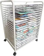 20 Tier Art Drying Rack Silk Screen Magazine Watercolor Drying Rack Canvas Board Art School and Studio Works Storage Rack Wheeled Art Rack for A2/4K Artwork/Paintings