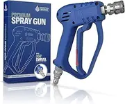 Essential Washer Short Pressure Gun with Stainless Steel Swivel - Stubby SS Plug & Quick Connect Power Compatible Foam Cannon Car Detailing Gun, Blue (EWSG-SS-SW)