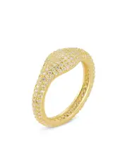 Aqua Pave Signet Dome Ring, Exclusive
