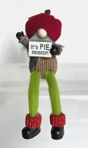 Ganz Fall GNOME Shelf Sitter "It's PIE Season" Wearing an APPLE Hat