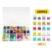 220pcs MINI Blade Fuse Assortment Auto Car Motorcycle SUV Fuse Accessories W/Box