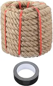 sourcing map Battle Rope 20ft x 0.7 Inch Jute Heavy Fitness Training Gym Climbing Rope Exercise Workout Ropes for Strength Training Home Workouts Sport