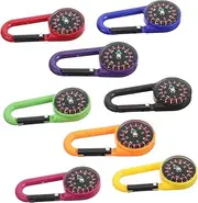 Kisangel 8pcs Carabiner Compass Backpack Mini Compass Keychain Compass for Hiking Small Pocket Compass Small Keychain Compasses Walking Sticks Lock Buckle Hiking Buckle Keychain