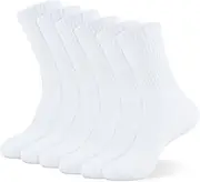 [VEGCOO] 6 Pairs White Socks Women, Breathable Sweat-absorbent Trainer Sport Socks Women Men with Foot Support for Feet Sizes 4-7 Outdoor Sports and Daily Use, White, One size