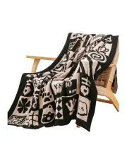 [SOGA] New Year Limited Edition Peace And Joy Plush Throw Blanket 130x160cm in Black/White