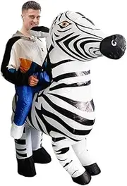 Inflatable Costume Adult Ride On Zebra Costumes Air Blow Up Funny Riding Zebra Suit for Men Women Halloween Christmas Cosplay Party