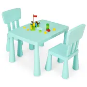 Giantex Kids Table & 2 Chairs Set Children Play Table for Eating Drawing Writing & Craft Kids Furniture Set Green