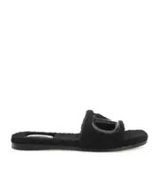 Valentino VLogo Cut-Out Square Open Toe Slides 36,38,40 black