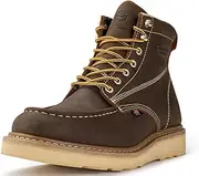 [SUREWAY] 6” Wedge Moc Toe Work Boots for Men - Soft Toe, Premium Full-Grain Leather, Lightweight Work Boots/Shoes, Comfort Insole, Superior Oil/Slip Resistant, Real Goodyear, EH Rated Industrial