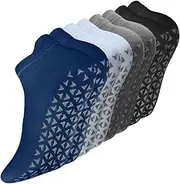 4 Pair Pilates Socks Yoga Socks with Upgarde Grips for Women,H HOME-MART Non-Slip Grip Socks for Ballet,Hospital Anti Skid Socks for Women and Men