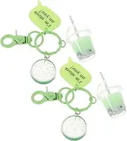 [WOFASHPURET] Stylish Mini Milk Tea Cup Keychain 2pcs Backpack Pendants Bag Pendant Decoration