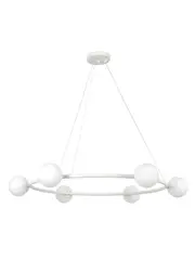 Helix 6 Light Round Pendant in Textured Chalk with Frosted Opal Glass