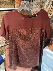 RRP£28 brown sequin top blouse size 14 new look NWT