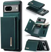 [Yidai-Silu] Google Pixel 8A PU Leather Case 【2in1 Design, Kickstand Function】 Detachable Magnetic Wallet Card Holder Case TPU Shockproof Back Cover for Google Pixel 8A - Green