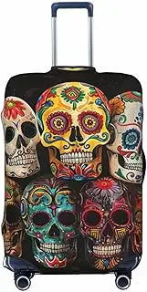 [CADREWY] sugar skulls Print Travel Suitcase Cover Luggage Protector with Elastic Anti Scratch for Carry On, Black, X-Large