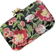 [ZPGVWXKO] Fashion Embroidered Evening Bag with Chain Shoulder Strap Evening Clutch Embroidery Handbag Shoulder Bag Handbag Women's Clutch for, Red Black