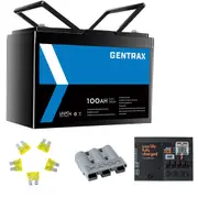 Gentrax 12V 100Ah Lithium Battery + VoltX 12V Control Box 3pin 50A Anderson Plug + 1*5PC 20A Fuse