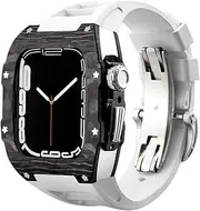 [RAYESS] Protector Apple Watch 44mm 45mm Luxury Metal Modified Shell Carbon Fiber Titanium Accessories For iWatch 7 6 5 4 SE Series