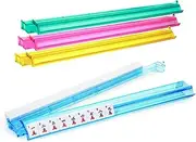 AzulHome Mah Jongg All-in-One Tile Rack & Pusher, Acrylic Mahjong Rack and Pusher Combo, Modern American Majiang Tile Racks Set of 4 (Multi-Color)