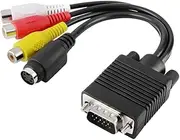 KOMBIUDA to S-Video and Composite Video Converter Adapter Cable for Laptops and Standard Input Dual Output for Tv and Projectors Black
