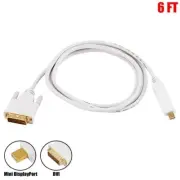 6FT Mini DisplayPort MDP Male to DVI Male Cable Mac Monitor 32AWG Gold Plated