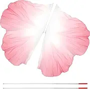 Hnvdkln 2Set Worship Flags for Dance 1.4×1.9m Praise Dance Flag with Telescopic Pole Elegant Worship Dance Flags Worship Angel Wing Flags for Girls Church Dance Banner (White pink)