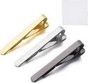[HweeWanX] Pack of 3 Tie Pins, Tie Clips for Men, Tie Clip, Tie Clip for Daily Wedding, Anniversary, Business, Father's Day, Party, Meeting, Date, Gift, Pocket Square, Standard, Non-Precious Metal, No Gemstone