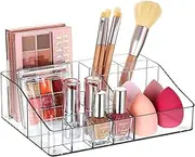 1 Tier Clear Makeup Organizer with Drawer, Beauty Holder for Lipstick Brush Skincare，Cosmetic Storage for Dresser Countertop and Bathroom Vanity (1 Tier)