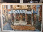 FRENCH RISTORANTE CONTE PESCOAR Original Repro Hand Painted Canvas 24"x36"