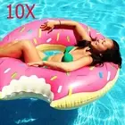 10x120CM Giant Inflatable Donut Swimming Ring Pool Float Raft Adult Lounge Pink