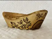 Wood Hand-Burned Pyrography 6" Wood Bowl w/Art by AKA Handcrafted & Unique!